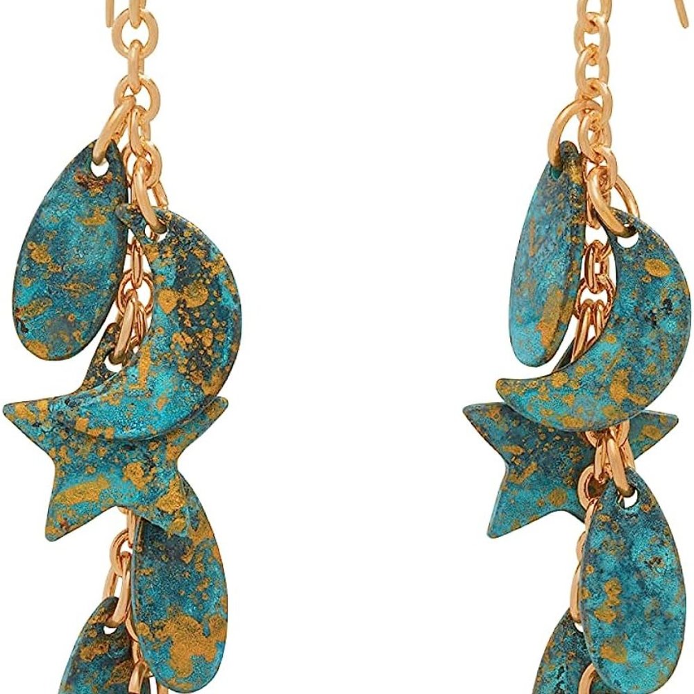 Celestial Patina Linear Earrings - Robert Lee Morris - NWT